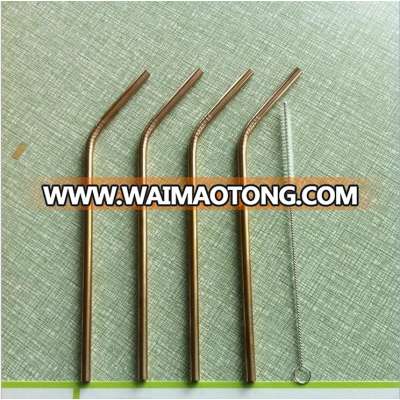 Straight and Bent Stainless steel Golden Straws Gold plating stainless steel Straws