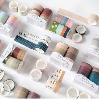 Natural Color Washi Tape Set 10 Rolls Decorative Tapes for Arts, DIY Crafts