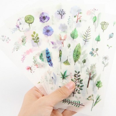 Cute Floral Green Plant Leaf Fruit DIY Decorative Sticker Set (6 Sheets) Washi Paper Stationery Sticker