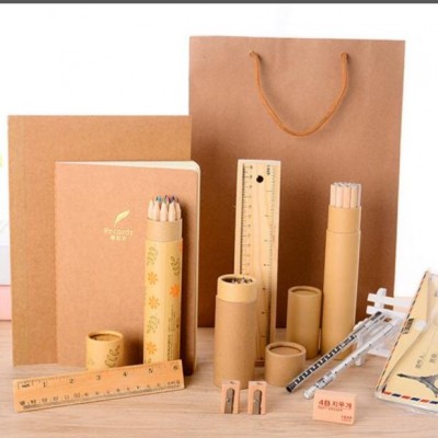 Back to School Supplies nature wood recycled stationery set